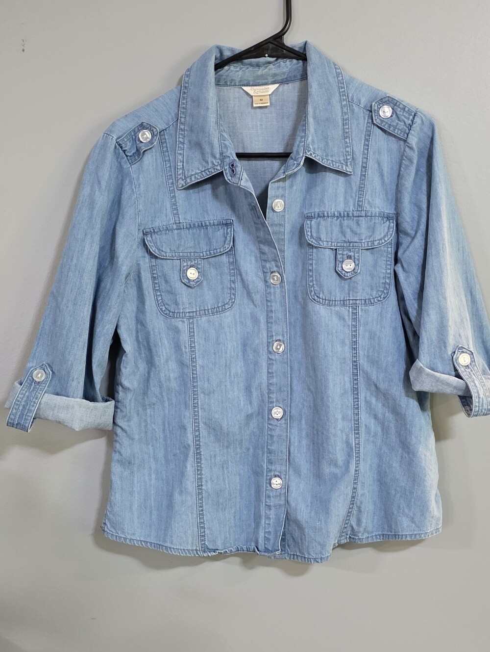 Christopher & Banks Light Blue Denim Button-Front Shirt